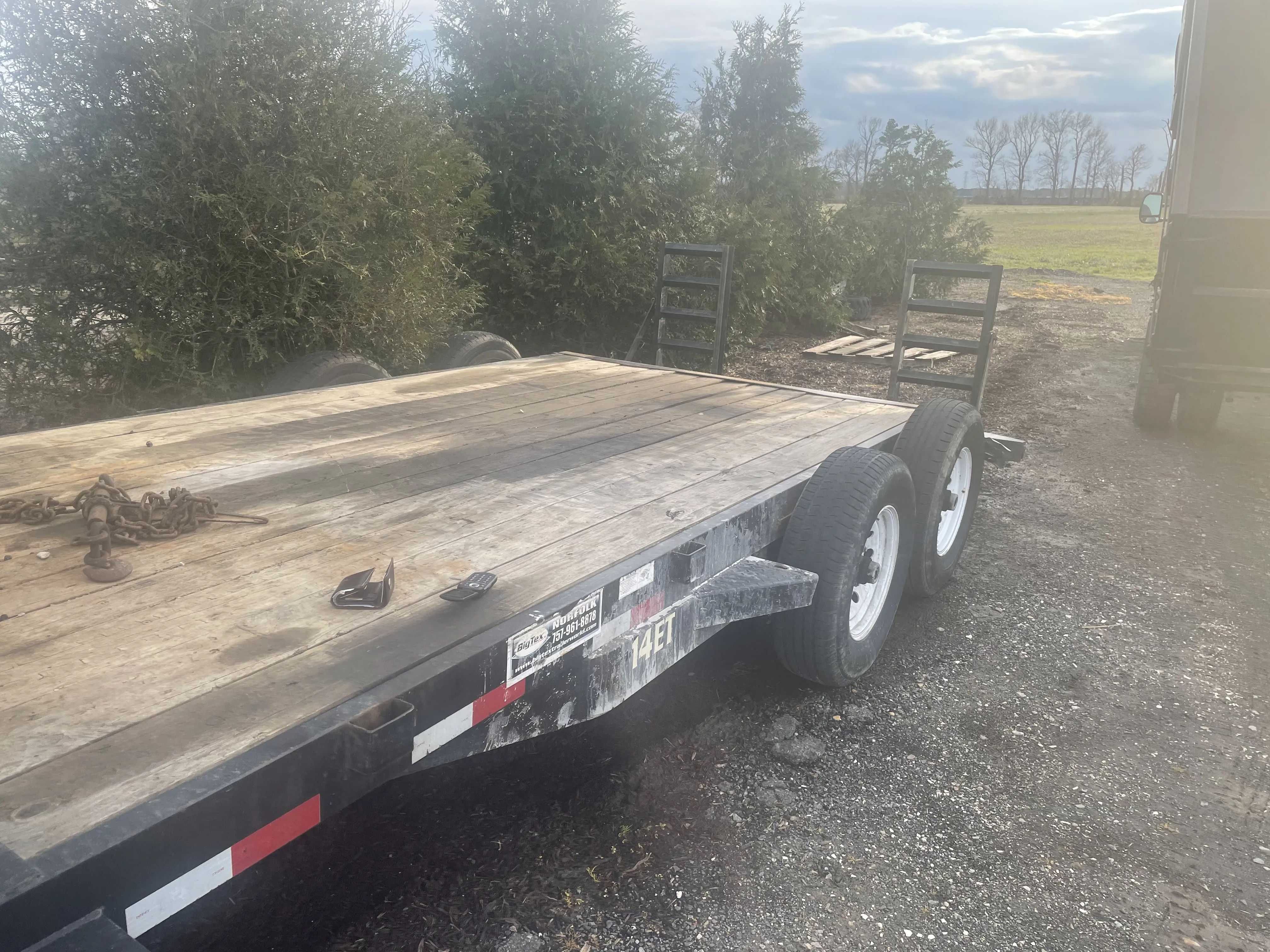 Flatbed trailer parked outdoors